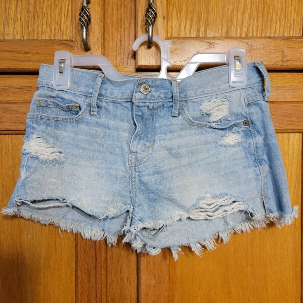 Abercrombie & Fitch Denim Jean Shorts Women's Size 0 W 25 in Distressed Cut Off